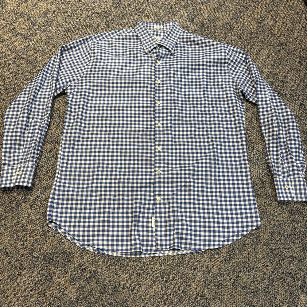 Peter Millar Cotton Blue Button Down Shirt Mens XL Dress Casual Golf Gingham